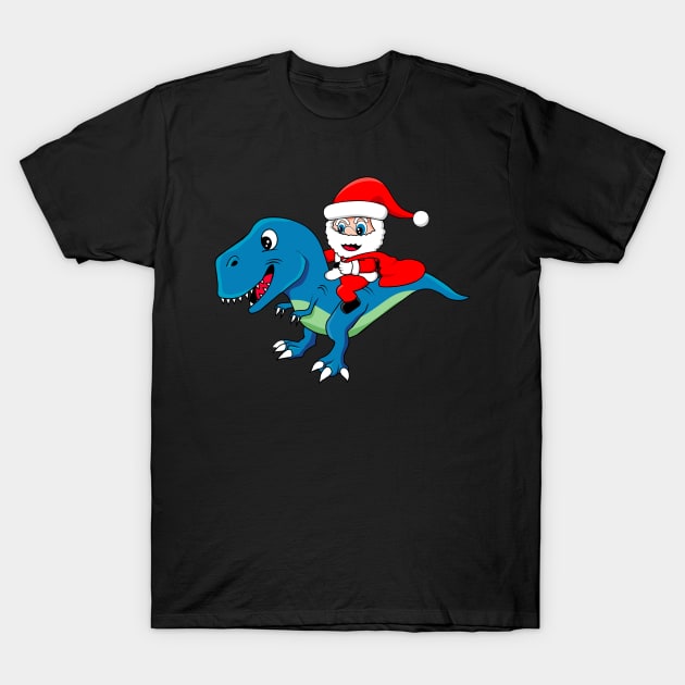 santa rides a dinosaur in christmas day T-Shirt by osvaldoport76